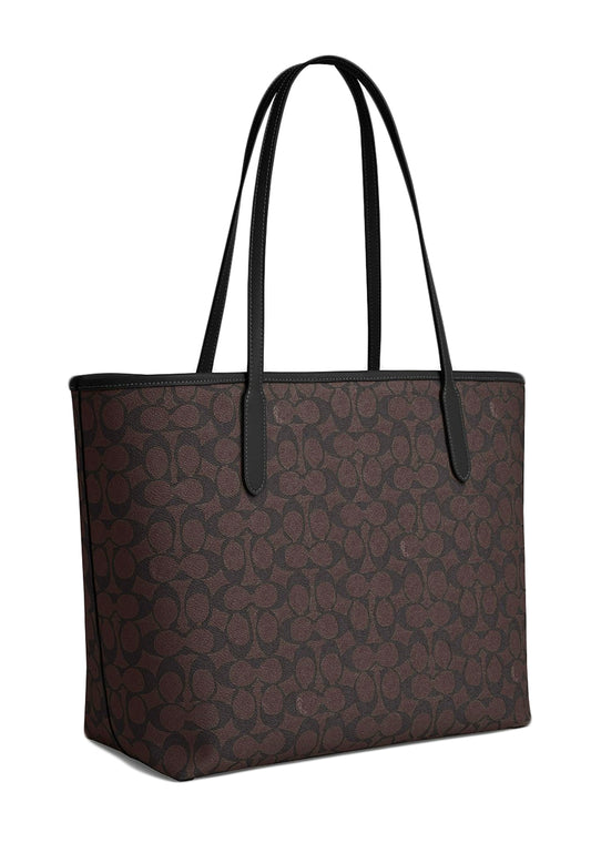 Coach City Tote Bag In Signature Canvas - Walnut Black