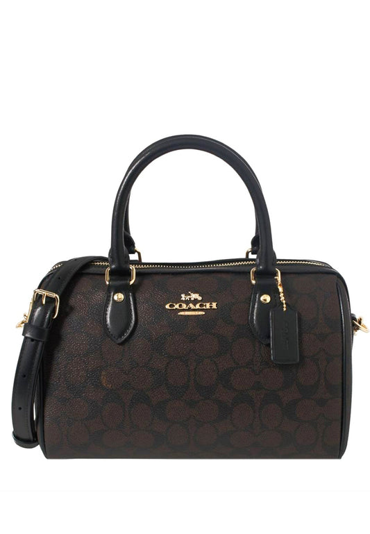 Coach Rowan Satchel Bag In Signature Canvas - Walnut Black