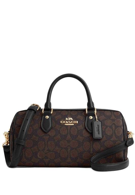 Coach Rowan Long Satchel Bag In Signature Canvas - Walnut Black
