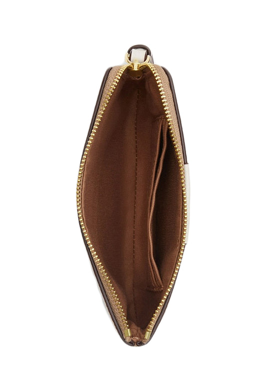 Coach Corner Zip Wristlet In Signature Canvas With Stripe - Sand White