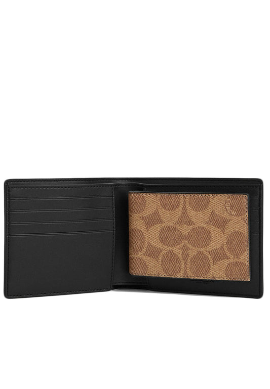 Coach 3 In 1 Wallet In Blocked Signature Canvas - Mahogany