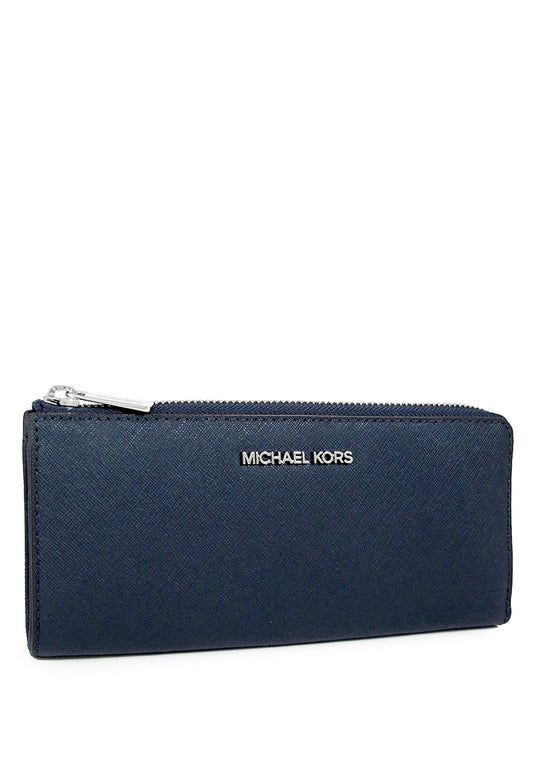 Michael Kors Jet Set Travel Large Saffiano Leather Quarter Zip Wallet - Navy