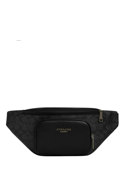 Coach Mens Racer Small Belt Bag In Signature Canvas - Charcoal/Black