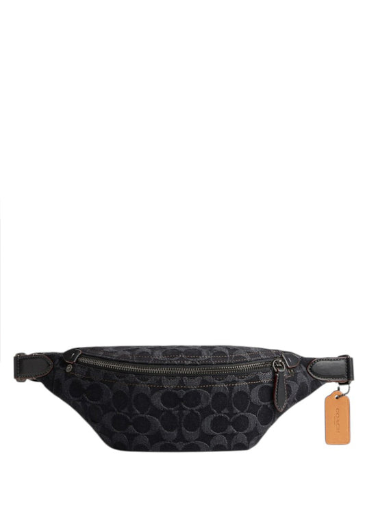 Coach Mens Charter Belt Bag 7 In Signature Denim - Black