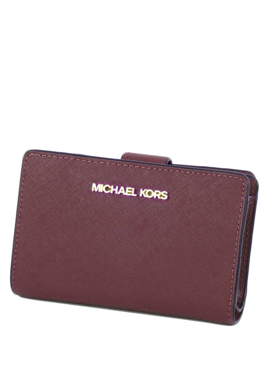 Michael Kors Jet Set Travel Medium Bifold Zip Coin Wallet - Oxblood