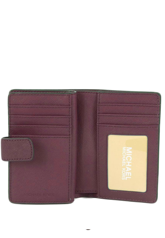 Michael Kors Jet Set Travel Medium Bifold Zip Coin Wallet - Oxblood