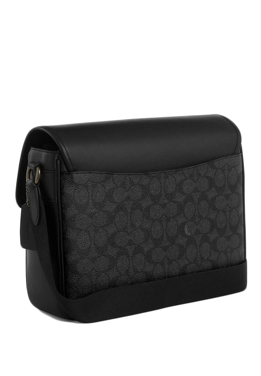 Coach Mens Racer Messenger Bag In Signature Canvas - Charcoal/Black