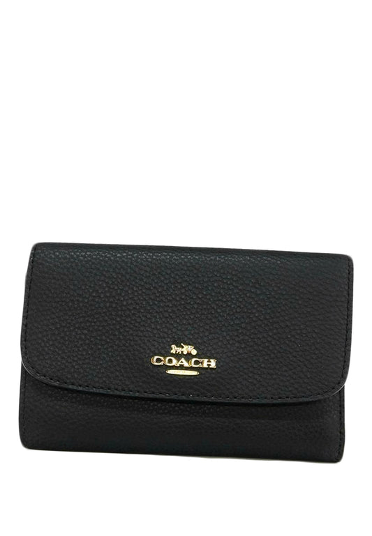 Coach Pebbled Leather Medium Envelope Wallet - Black