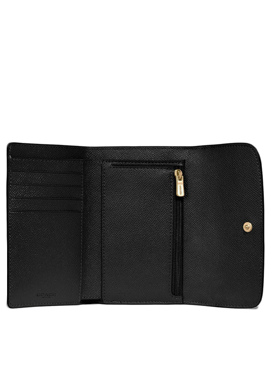Coach Pebbled Leather Medium Envelope Wallet - Black