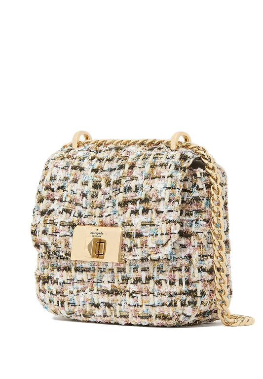 Kate Spade Carey Tinsel Tweed Micro Flap Crossbody Bag - Natural