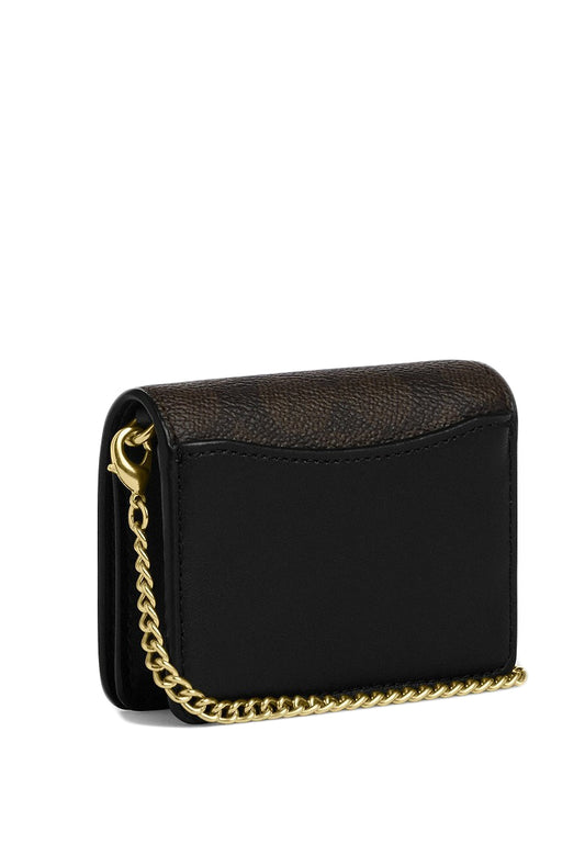 Coach Mini Wallet On A Chain In Signature Canvas - Walnut/Black