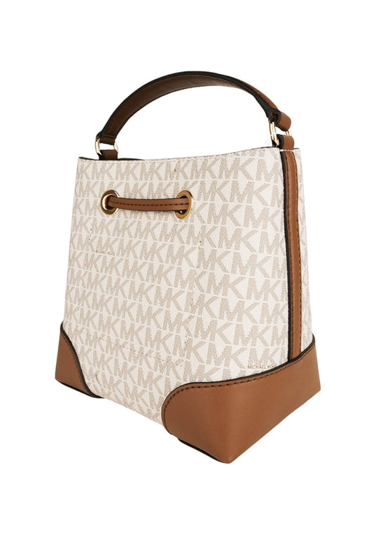 Michael Kors Mercer Small Logo Signature Bucket Bag - Vanilla
