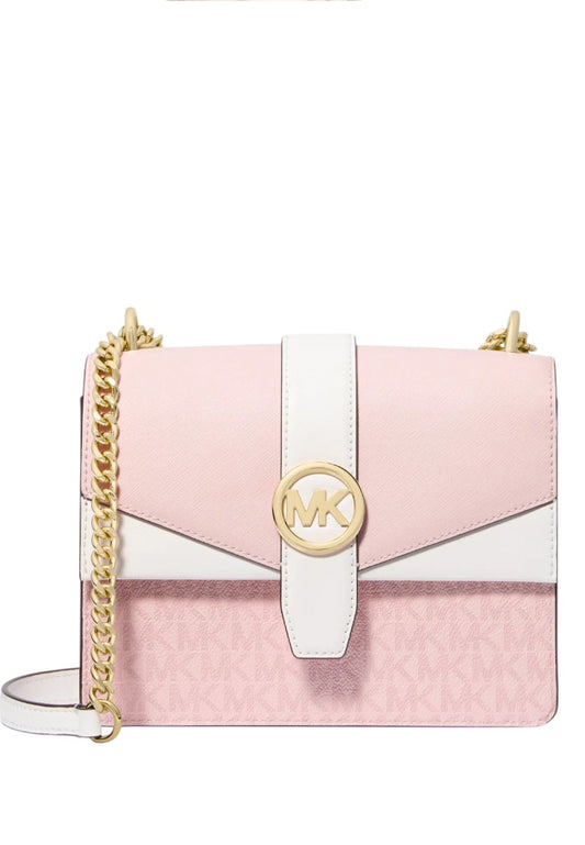 Michael Kors Greenwich Small Color-Block Signature Logo Crossbody Bag - Powder Blush