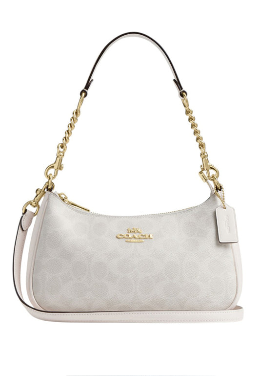 Coach Teri Shoulder Bag In Signature Canvas - White/Chalk