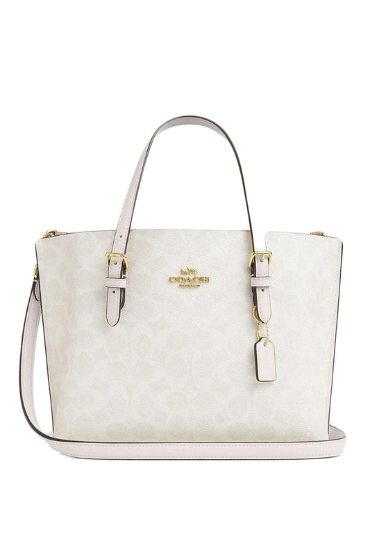 Coach Coach Mollie Tote 25 In Signature Canvas - White