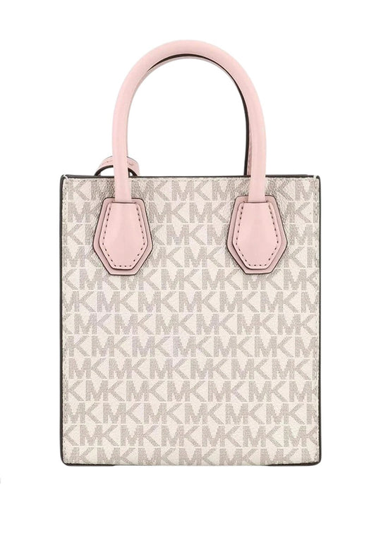 Michael Kors Mercer Extra-Small Signature Crossbody Bag - Vanilla/Powder Blush