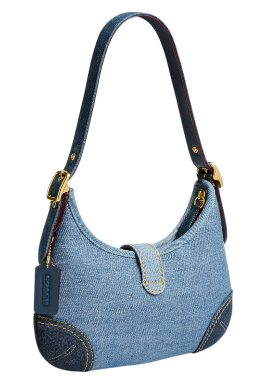 Coach Hamptons Hobo Bag With Repurposed Denim - Navy