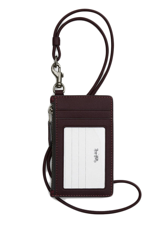 Coach Mens Zip Lanyard Card Case In Signature Canvas - Black Currant