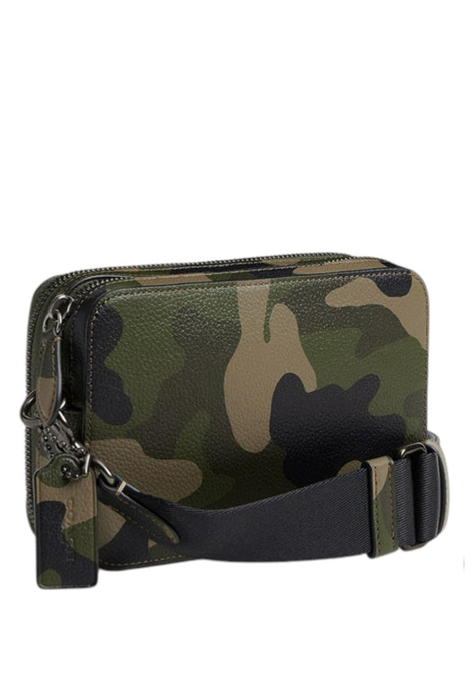 Coach Mens Charter Crossbody 19 With Camo Print And Coach Graphic - Green/Multi