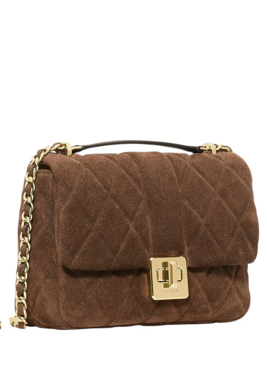 Kate Spade Carey Quilted Suede Small Flap Crossbody - Hot Fudge