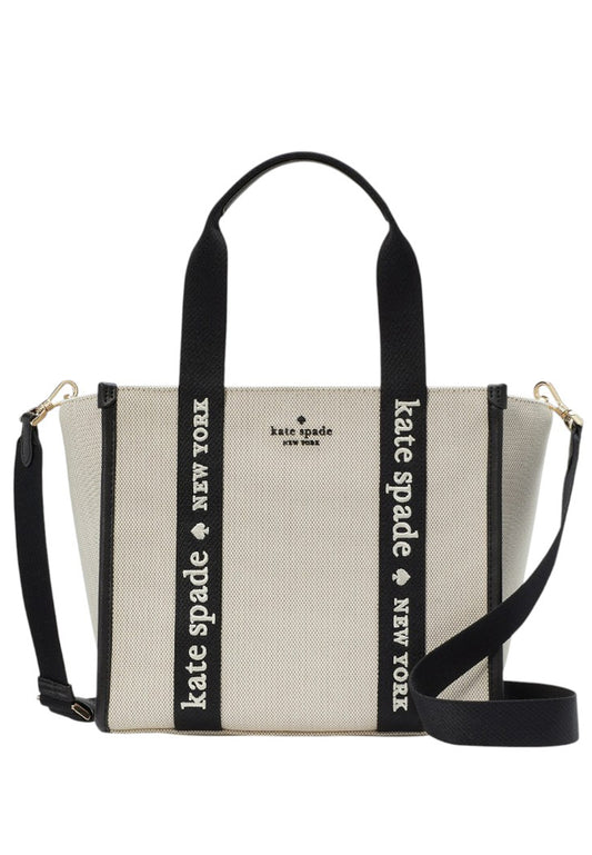 Kate Spade Kip Canvas Small Tote Bag - Natural/Black