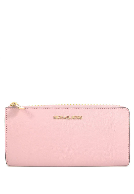 Michael Kors Jet Set Travel Large Saffiano Leather Quarter Zip Wallet - Powder Blush