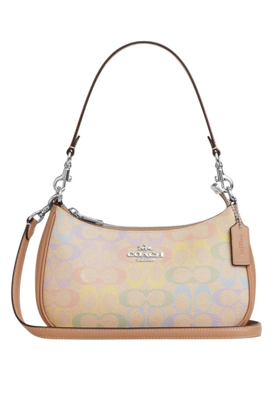 Coach Teri Shoulder Bag In Rainbow Signature Canvas - Sand Multi(SHW)