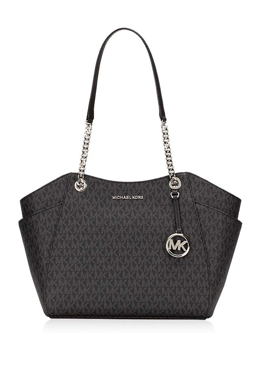 Michael Kors Signature Jet Set Travel Large Chain Shoulder Bag - Black