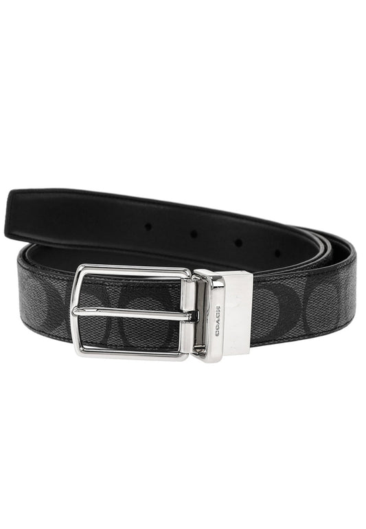 Coach Signature Mod Plaque Harness Cut-To-Size Reversible Belt- Black