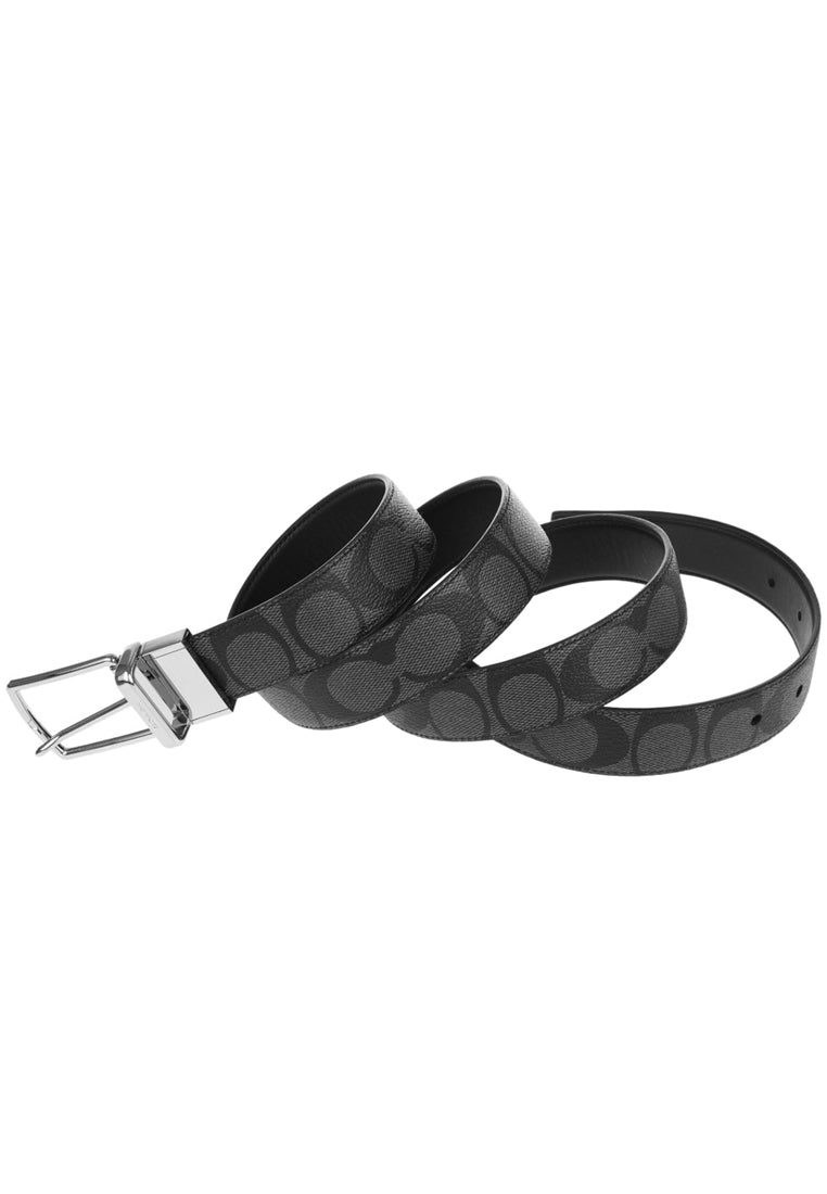 Coach Signature Mod Plaque Harness Cut-To-Size Reversible Belt- Black