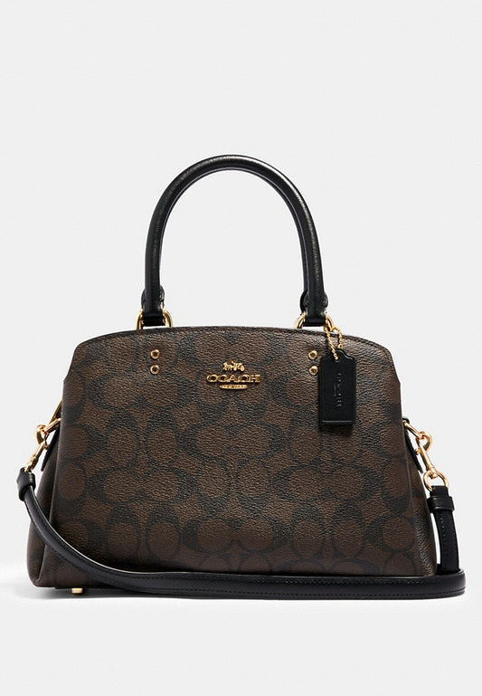 Coach Mini Lillie Carryall In Signature Canvas - Dark Brown