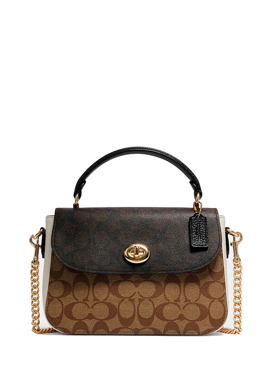 Coach Marlie Top Handle Satchel In Blocked Signature Canvas - Brown