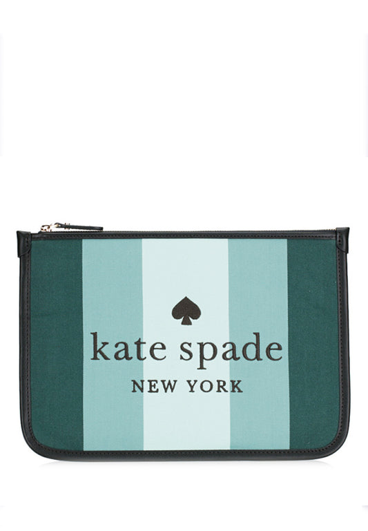 Kate Spade Ella Plaid Large Zip Pouch - Green/Multi