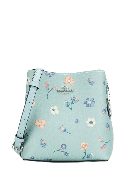 Coach Mini Town Bucket Bag With Mystical Floral Print - Light Teal/Multi