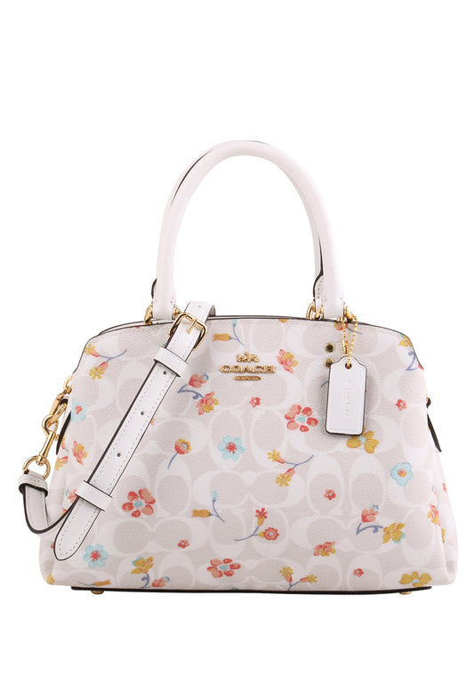 Coach Mini Lillie Carryall In Signature Canvas With Mystical Floral Print - White