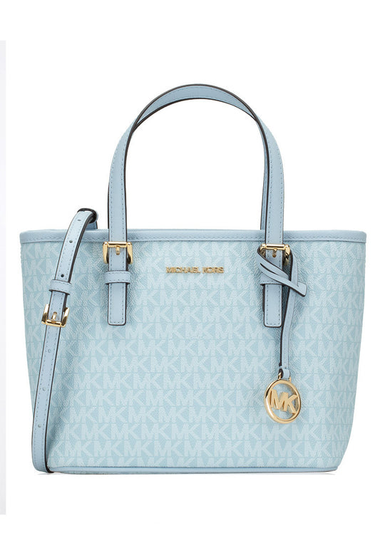 Michael Kors Jet Set Travel Extra-Small Logo Top-Zip Tote Bag in Pale Ocean