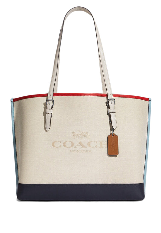 Coach Mollie Tote In Signature Jacquard With Stripes - Red/Navy/White