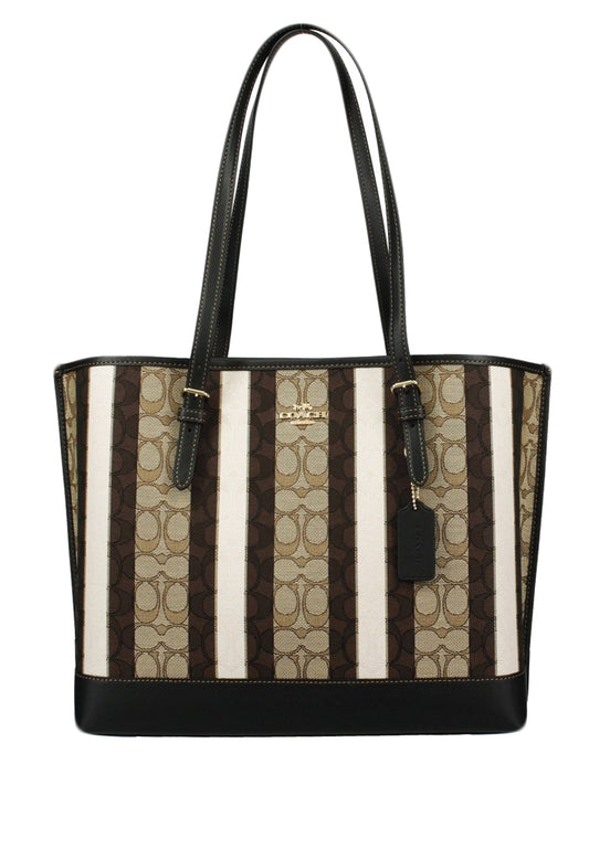 Coach Mollie Tote In Signature Jacquard With Stripes - Brown/Multi