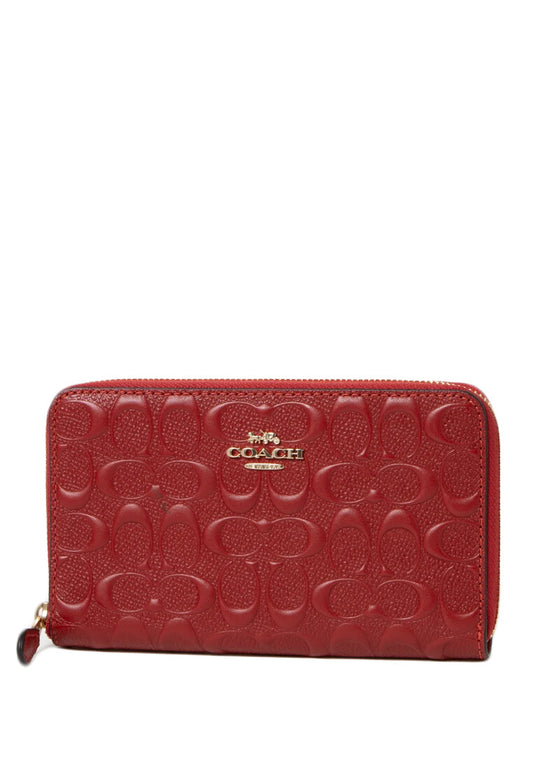 Coach Medium ID Zip Wallet In Signature Leather - Red