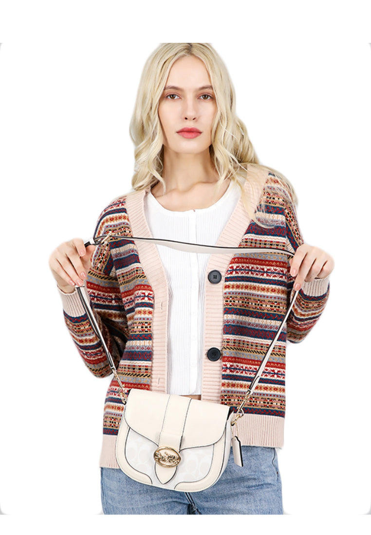 Coach Georgie Saddle Bag In Signature Canvas - White