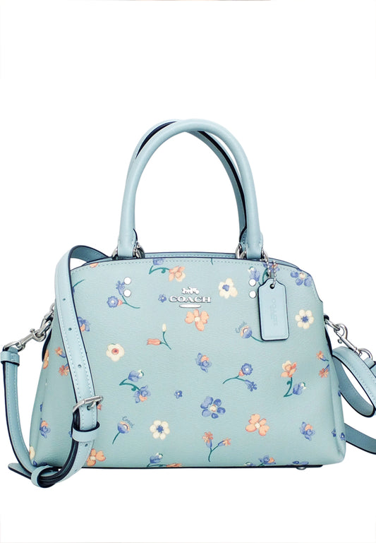 Coach Mini Lillie Carryall With Mystical Floral Print - Light Teal/Multi