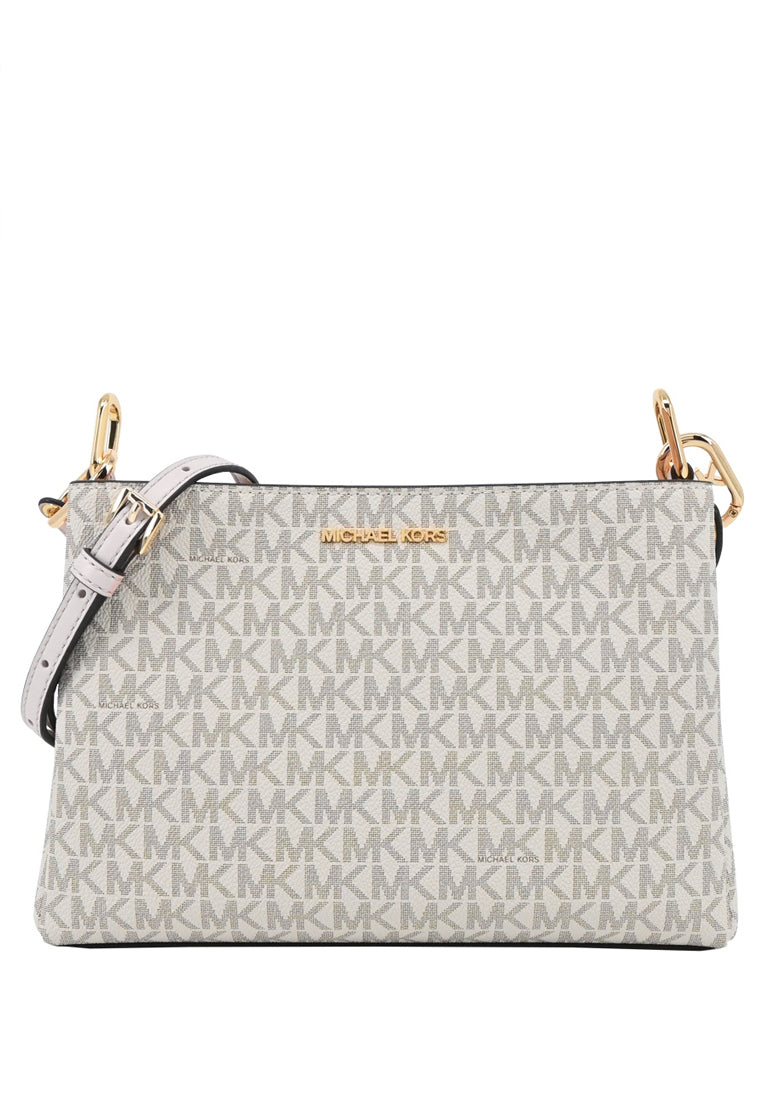 Michael Kors Trisha Medium Logo Crossbody Bag Vanilla – Haute