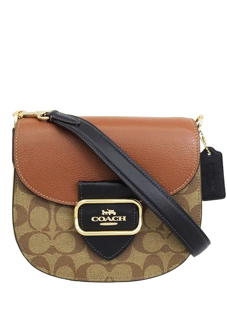 Coach Morgan Saddle Bag In Colorblock Signature Canvas Brown/Multi