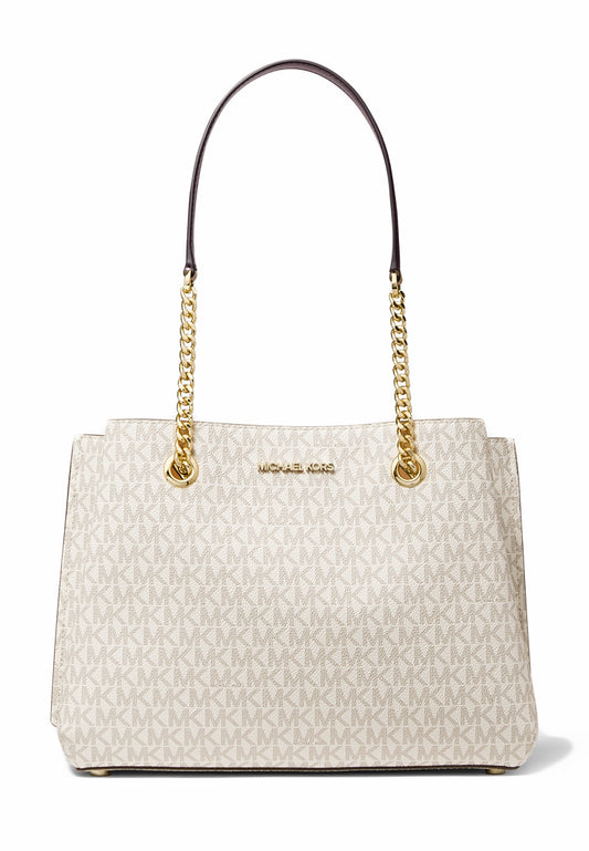 Michael Kors Teagan Large Signature Shoulder Bag - Vanilla