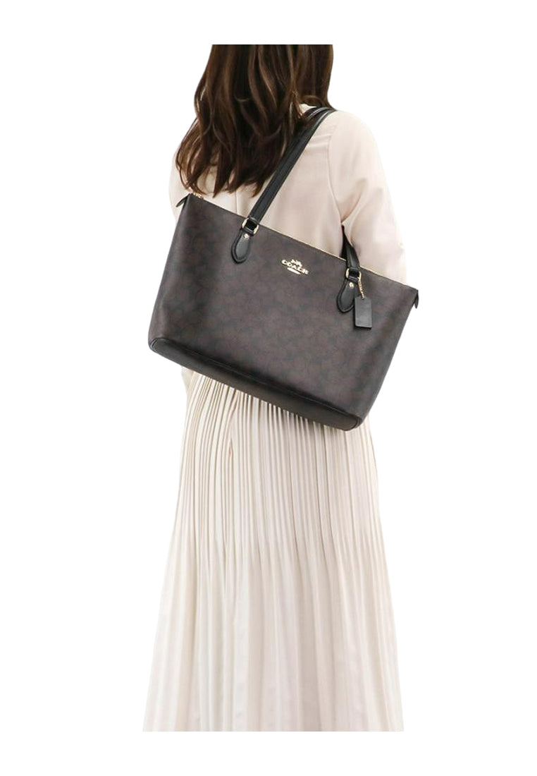 Coach Gallery Tote In Signature Canvas - Dark Brown