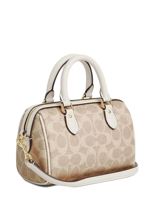 Coach Mini Rowan Crossbody Bag In Blocked Signature Canvas - Sand Taupe