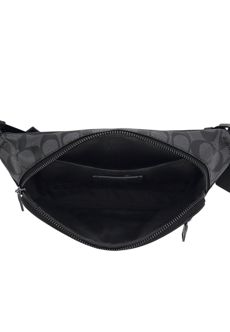 Coach Mens Elias Belt Bag in Signature Canvas - Charcoal Black