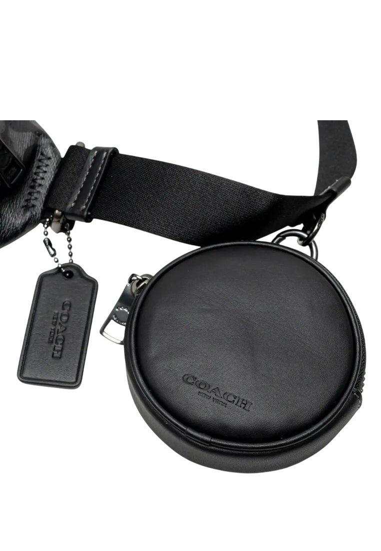 Coach Mens Elias Belt Bag in Signature Canvas - Charcoal Black