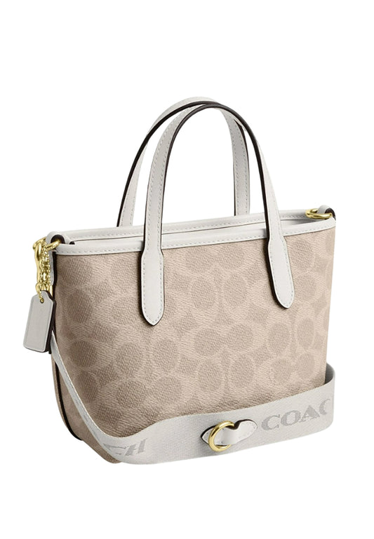 Coach City Mini Tote Bag In Signature Canvas - Sand White