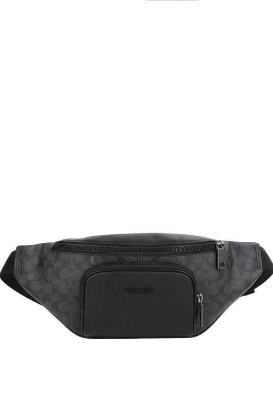 Coach Mens Racer Belt Bag In Signature - Charcoal Black